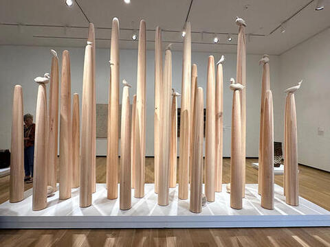 Andrea Carlson (Grand Portage Ojibwe) Never-Ending Monument (2021) I “Smoke in Our Hair,” Hudson River Museum, Yonkers, New York, until 31 August.