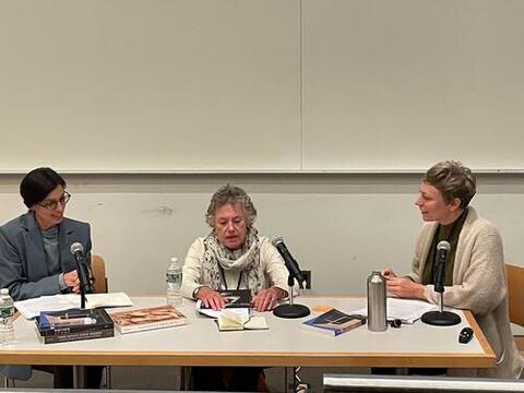 Panel from left to right: Joanna Fiduccia, Anne Wagner, and Jordan Troeller. (photo by Sarah Hamill)